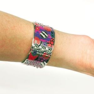 Henri Bendel Vintage Multi-Color and Swarovski Crystals Embellished Hinged Bangl